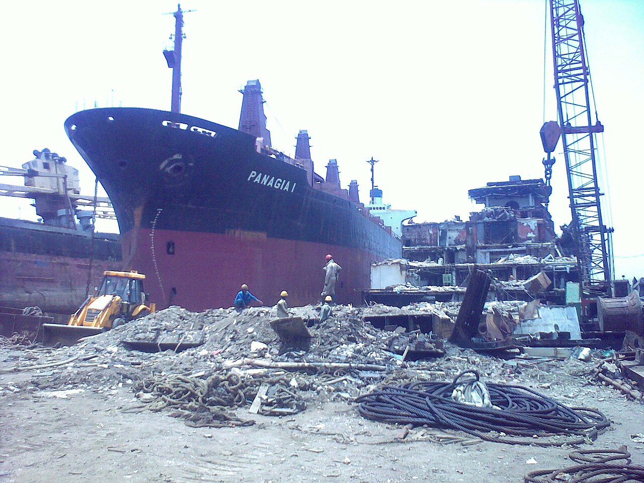 The cargo ship Panagia I partly dismantled on the beach at Alang, Gujarat