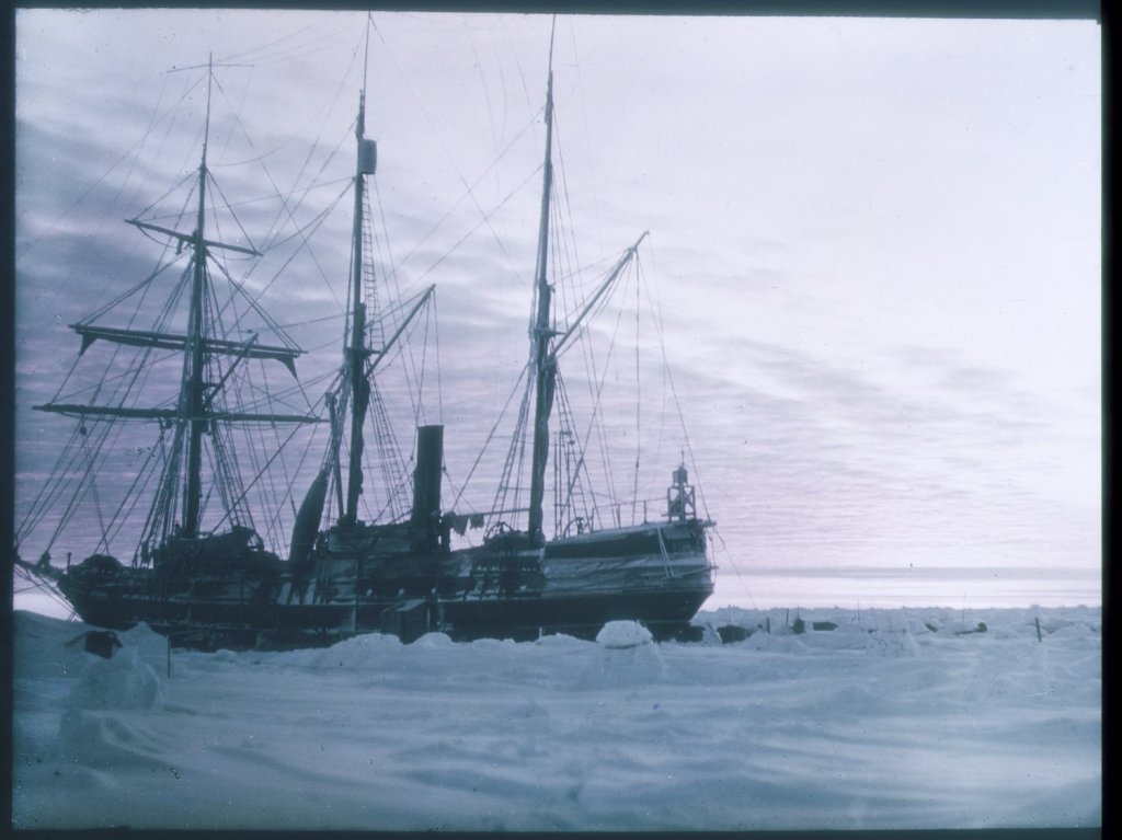 Endurance amid Antarctic pack ice in a 1915 colour photograph by Frank Hurley