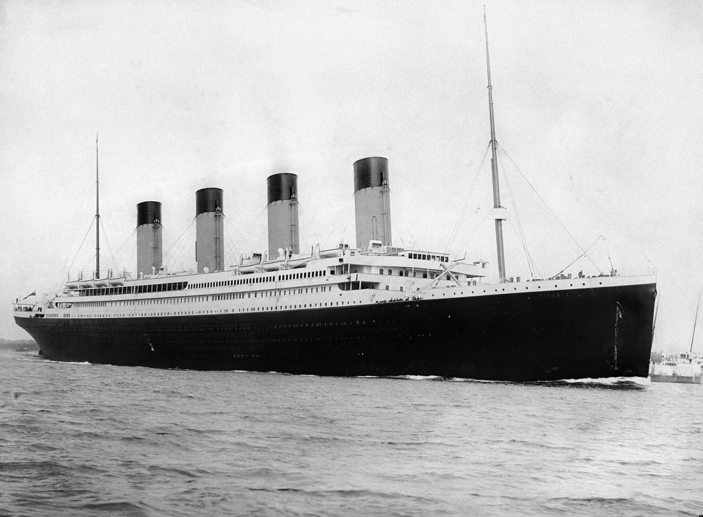 Titanic leaving Southampton on her maiden voyage, 10 April 1912
